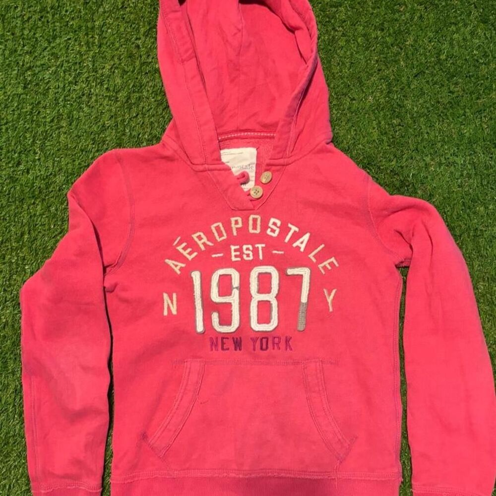 Aeropostale Women's Pink and Red Hoodie